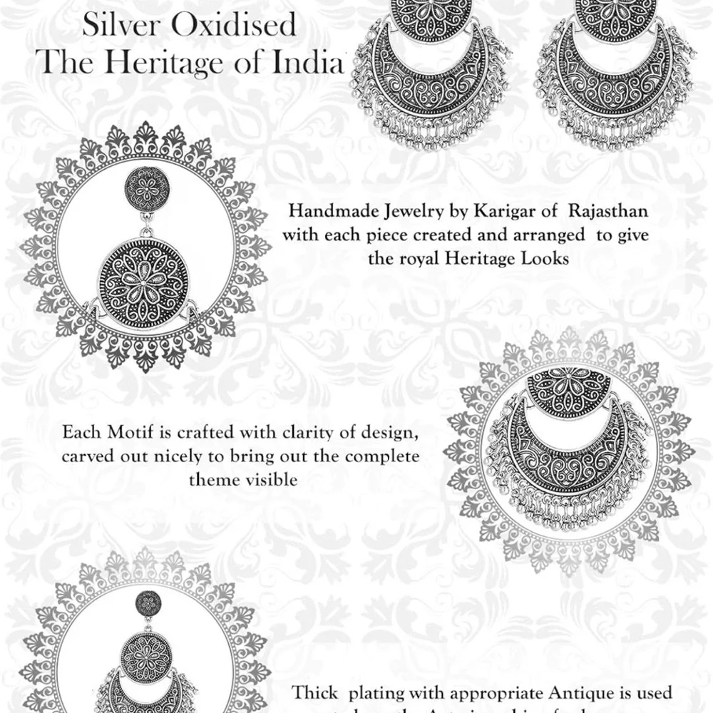 Intricate Silver Boho Earrings - Picture 5 of 5